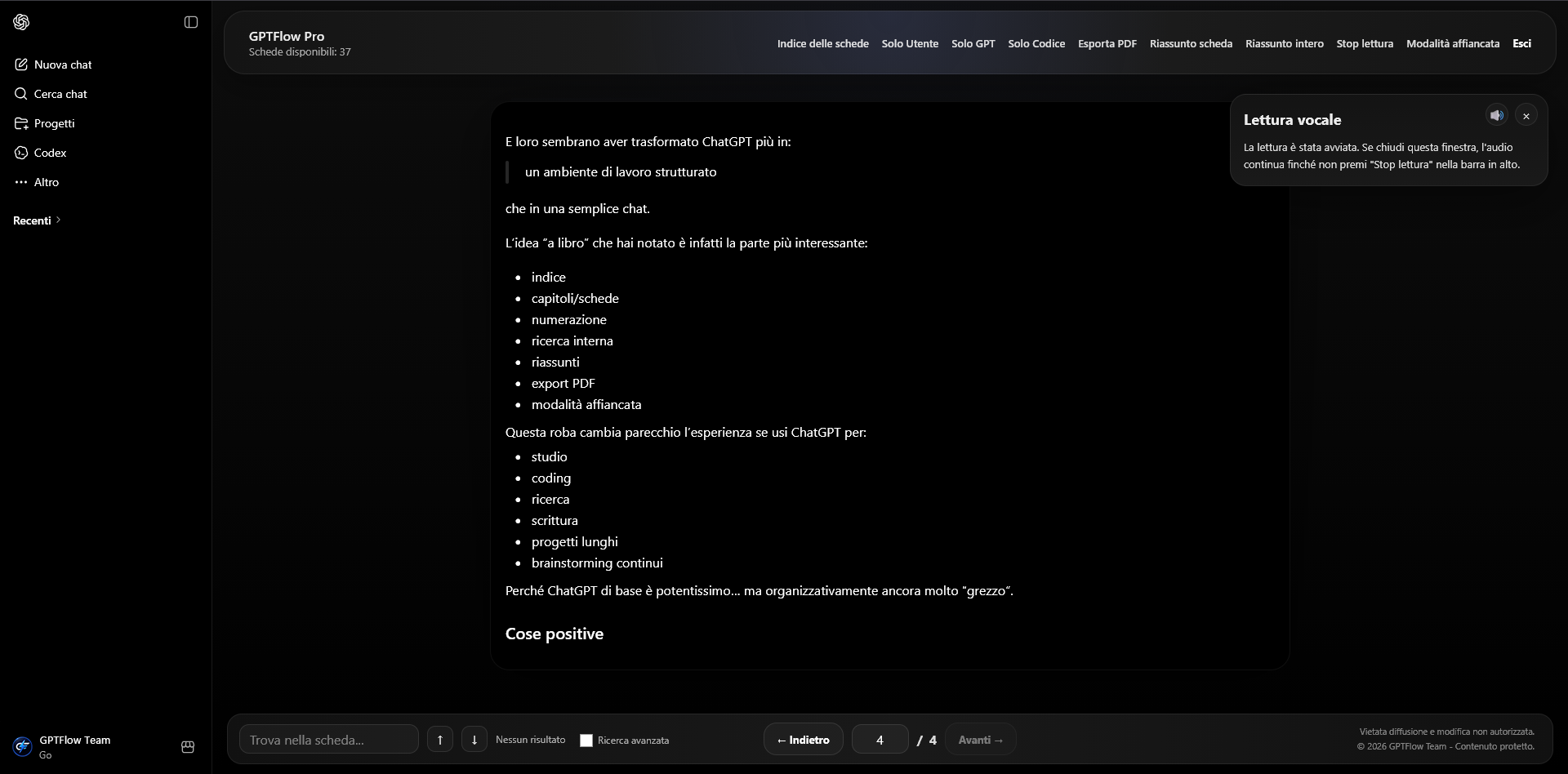 Lettura vocale GPTFlow
